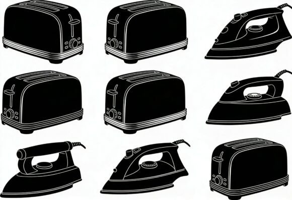 Retro Appliance SVG Bundle Toaster Iron