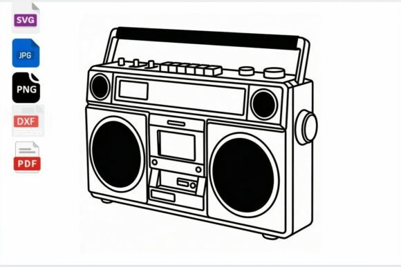 Retro Boombox SVG Clipart Vintage