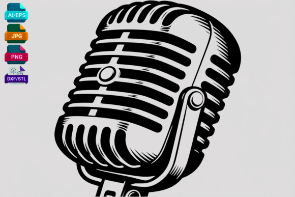 Retro Microphone SVG AI EPS PNG DXF Review