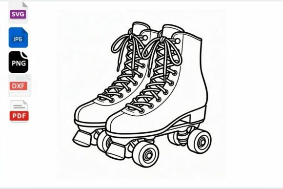 Retro Roller Skates SVG Clipart Review