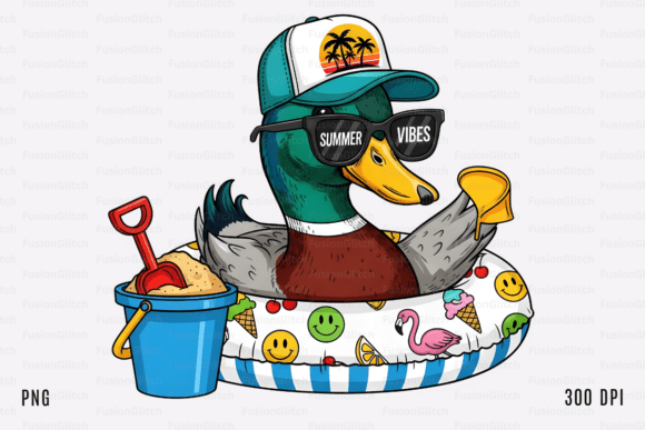 Summer Vibes SVG PNG Retro Duck Beach